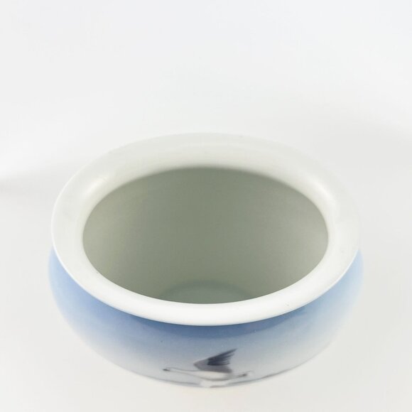 Vintage Lyngby Porcelain Copenhagen Denmark Nautical Fjord Goose Oval Bud Vase - Picture 2 of 7